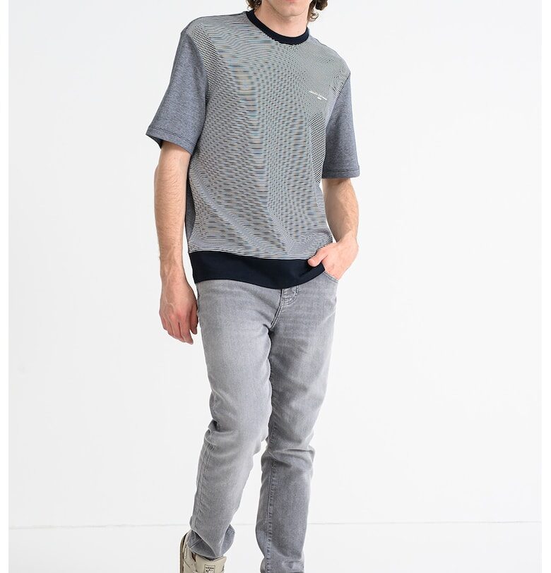 Раирана тениска с овално деколте - Бял/Ултрамарин синьо ARMANI EXCHANGE