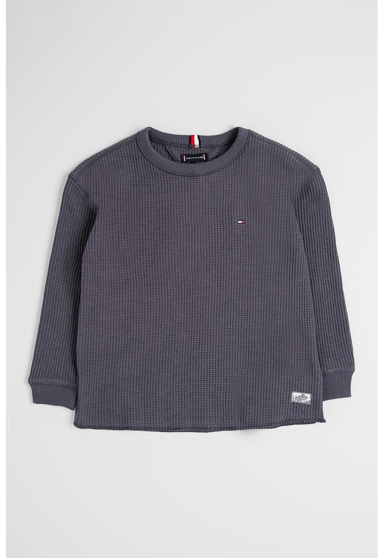 Релефна блуза с органичен памук - Tъмносив Tommy Hilfiger