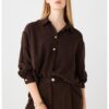Релефна риза с метални копчета - Тъмнокафяв JIMMY KEY