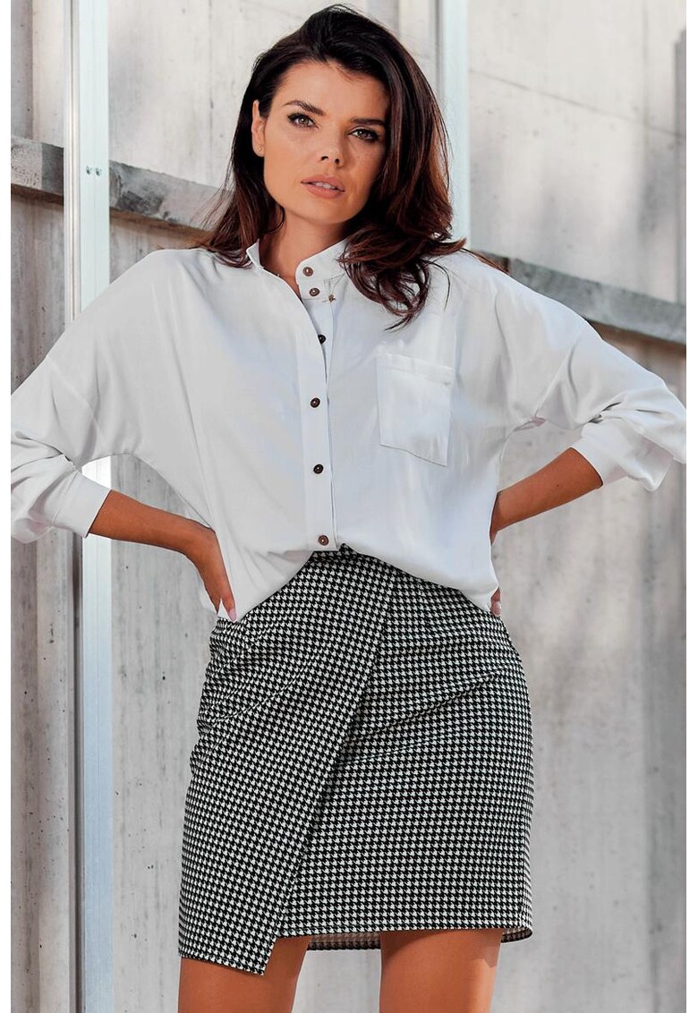 Риза A525 Елегантен Дълъг ръкав - Бял awama