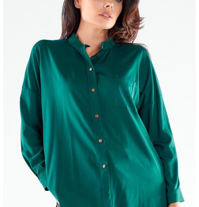 Риза A525 Елегантен Дълъг ръкав - Зелен awama