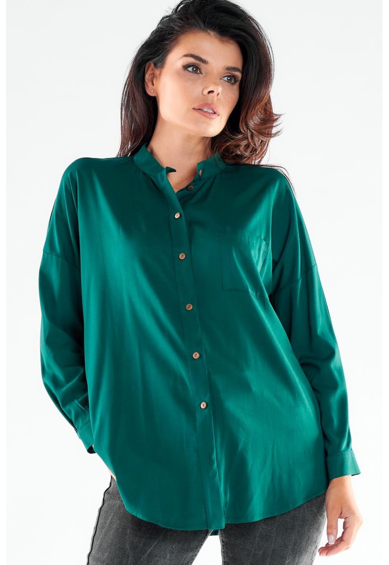 Риза A525 Елегантен Дълъг ръкав - Зелен awama