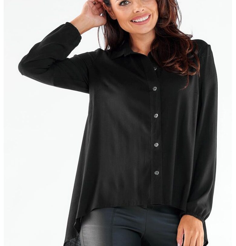 Риза A527 Елегантна Дълъг ръкав - Черен awama