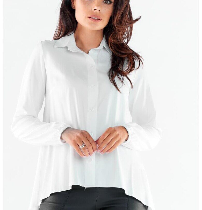 Риза A527 Елегантна Дълъг ръкав - Бял awama