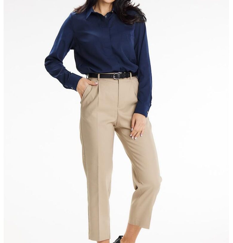 Риза A652 Елегантна Дълъг ръкав - Син awama