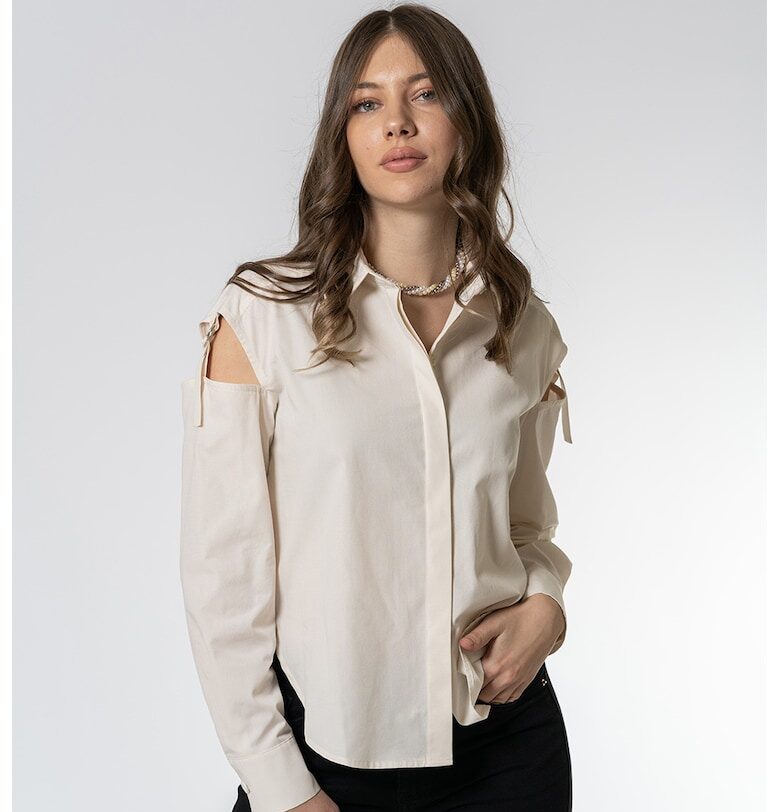Риза Krista с дълги ръкави и свободна кройка - Крем Hermosa