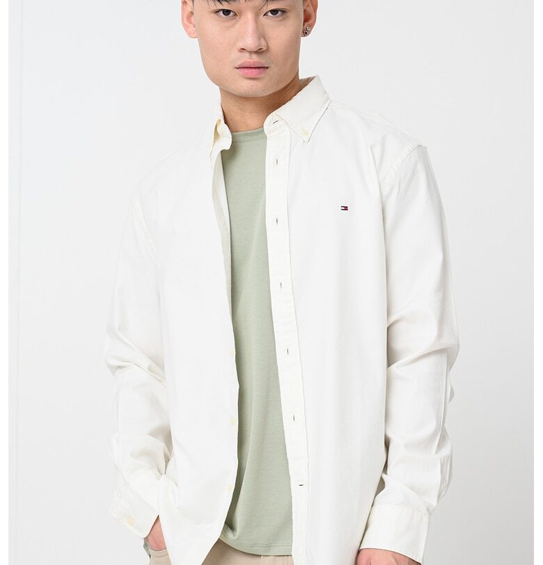 Риза Oxford с памук - Мръснобял Tommy Hilfiger