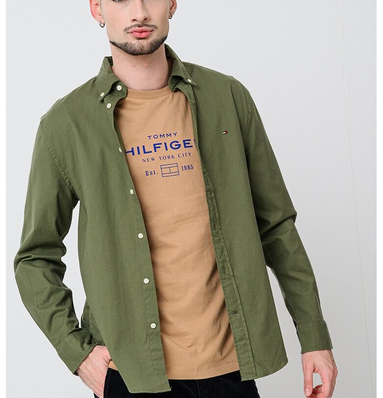 Риза Oxford с памук - Бледо каки Tommy Hilfiger