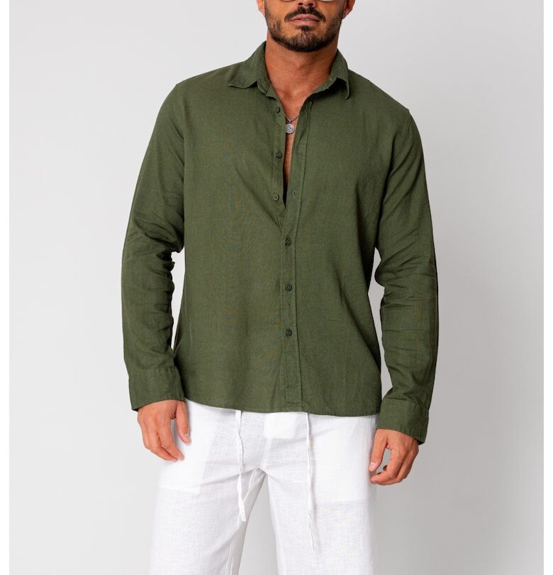 Риза от 100% лен - зелена - нова - I 17927 - Зелен uFIT