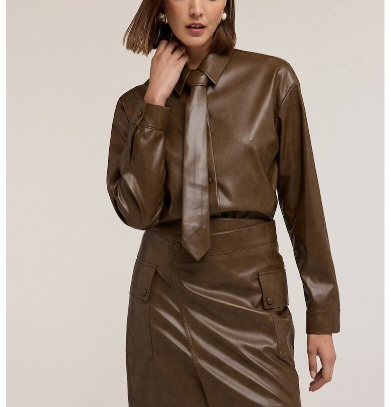 Риза от еко кожа с дълги ръкави Motivi