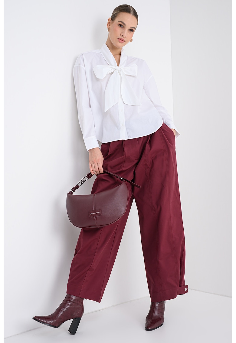 Риза от органичен памук с панделка - Бял Tommy Hilfiger