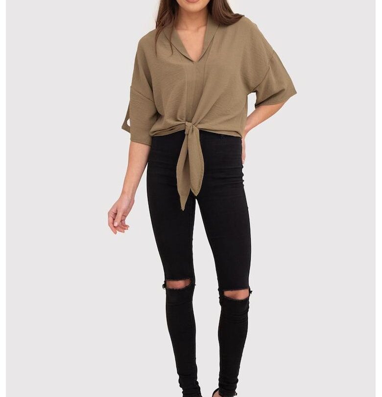 Риза с V-образно деколте Ta572 - Зелен Ax Paris