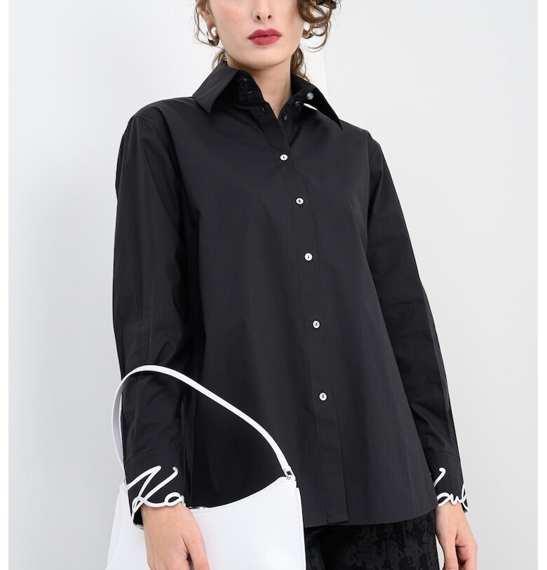 Риза с бродирано лого на маншетите - Черен Karl Lagerfeld