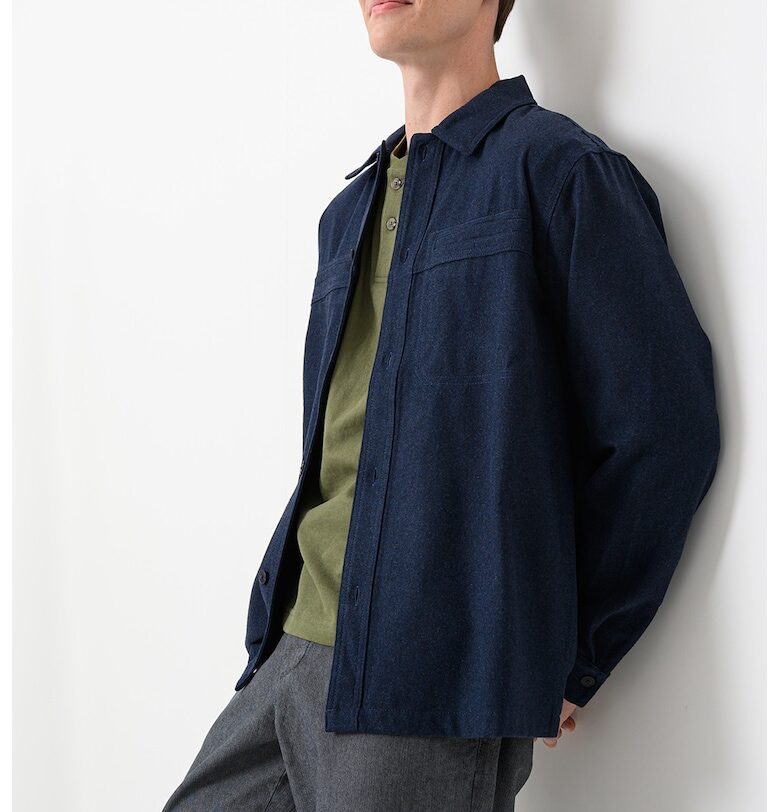 Риза с вълна с дълги ръкави - Въглен сиво United Colors of Benetton