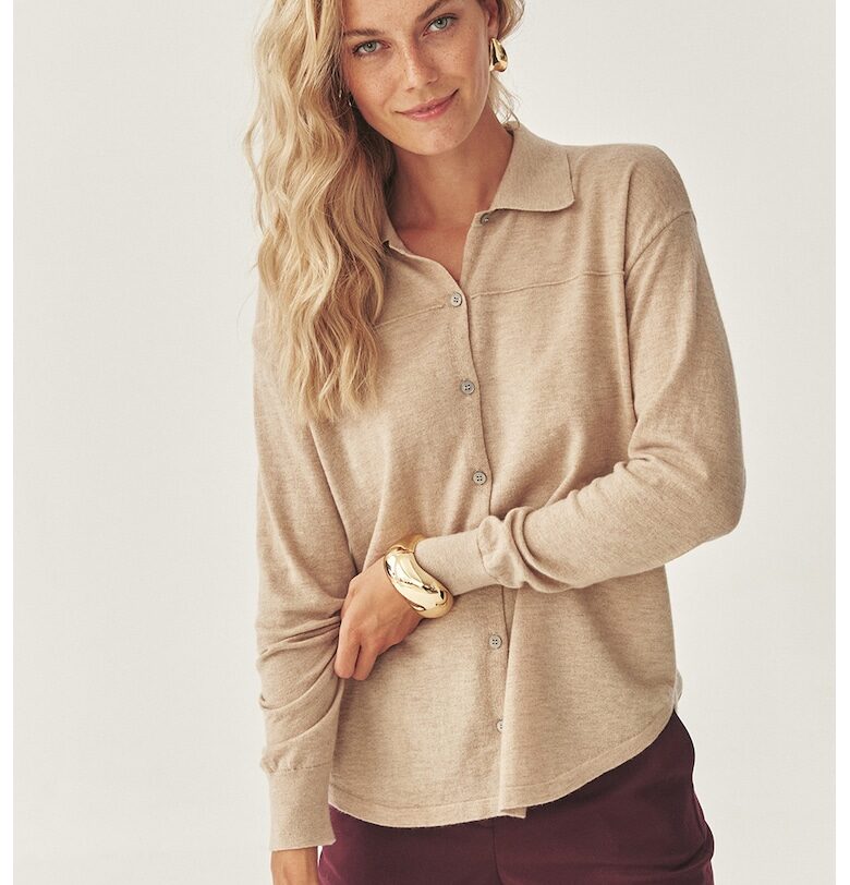 Риза с вълна с яка - Бежов Tatuum