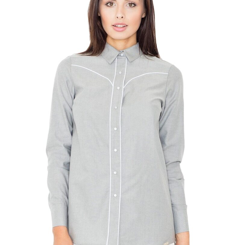 Риза с дълъг ръкав модел 61516  Сив Figl