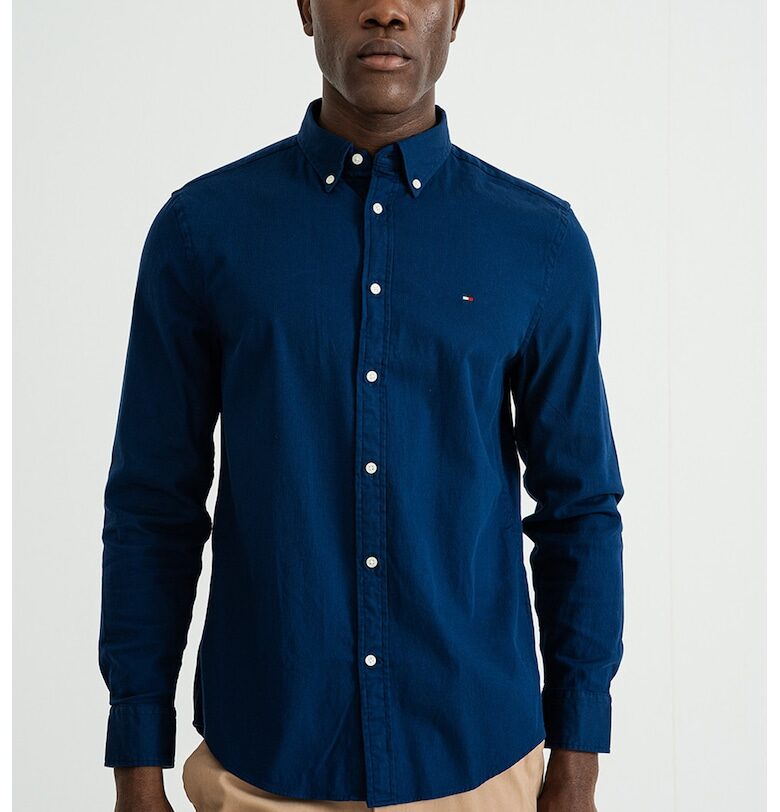 Риза с копчета на яката - Индигово синьо Tommy Hilfiger