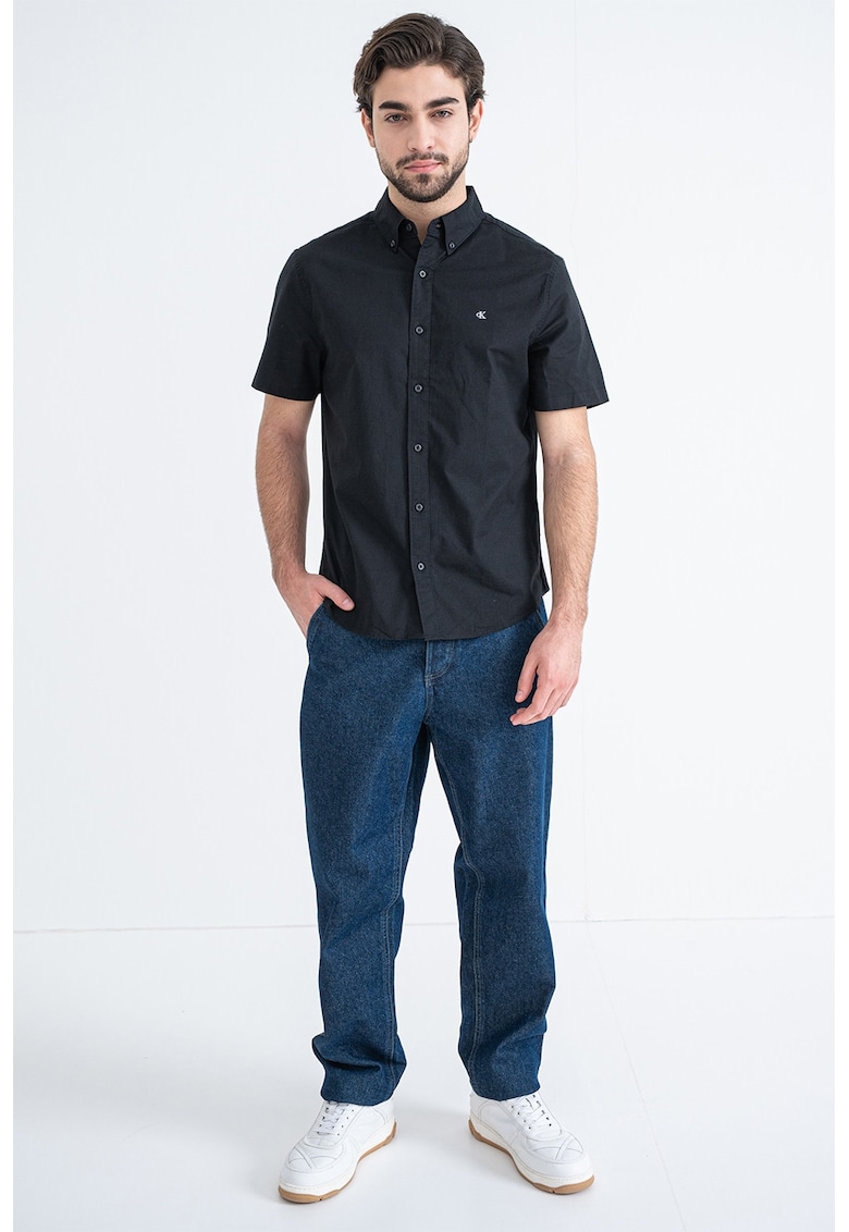 Риза с къси ръкави и лого - Черен CALVIN KLEIN JEANS