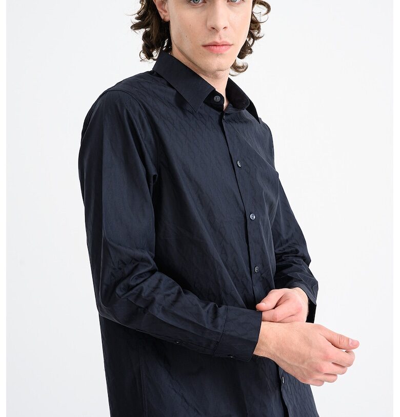 Риза с монограм - Ултрамарин синьо ARMANI EXCHANGE