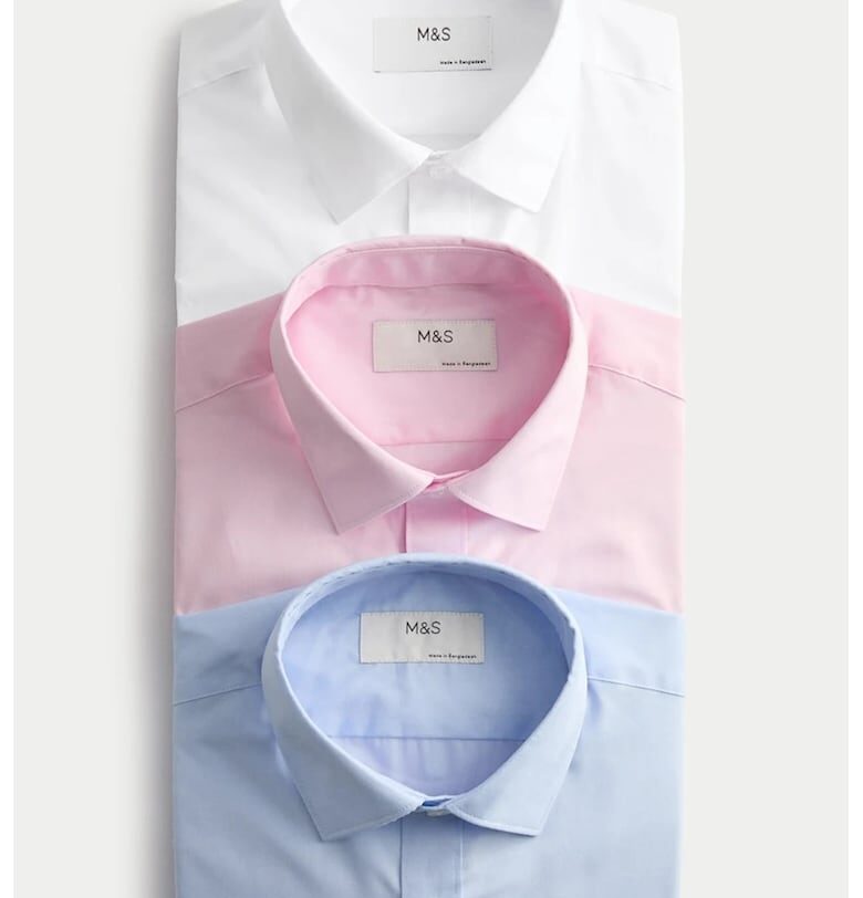 Риза с памук - 23броя - Бял/Розово/Син Marks  Spencer