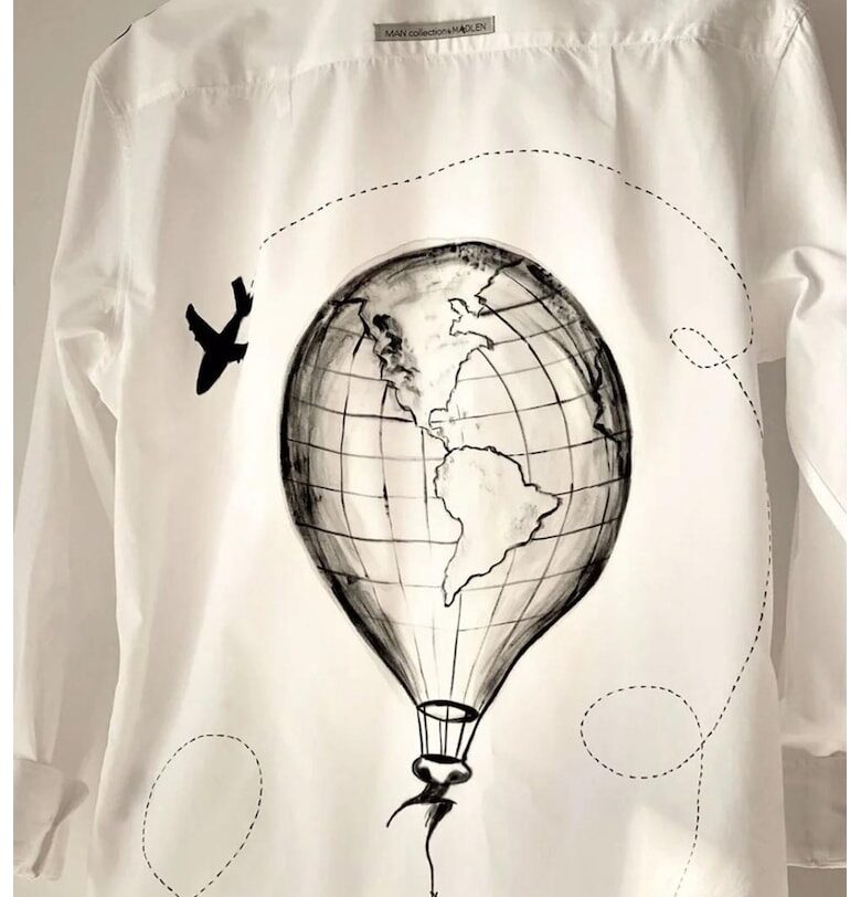 Риза с шарка на гърба - Бял/Черен Madlen