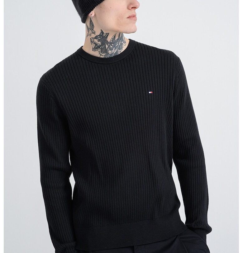 Рипсен пуловер - Черен Tommy Hilfiger