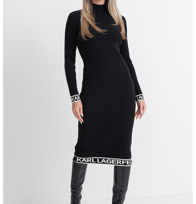 Рипсена рокля с лого Karl Lagerfeld