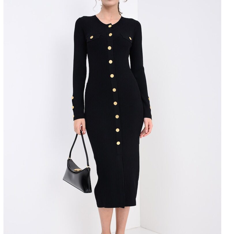 Рипсена рокля тп пуловер с метални копчета Karl Lagerfeld