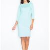 Рокля  M181 - ежедневна - мента - полиестер - 3/4 ръкав - Figl