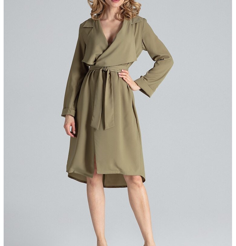 Рокля  M464 - Дълъг ръкав - Полиестер - Зелен Figl