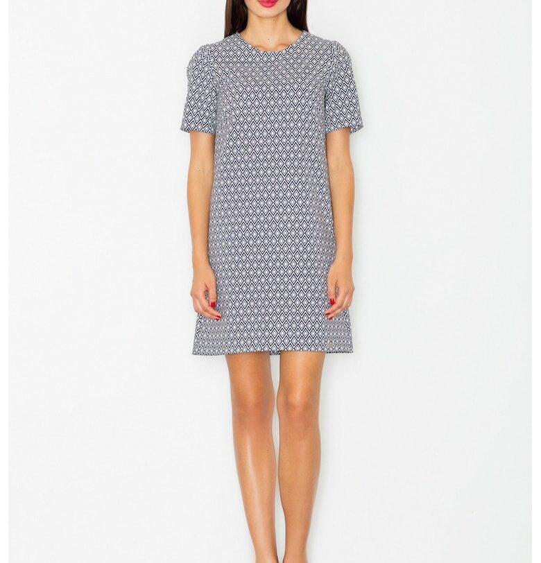 Рокля  M519 - синьо - бяло - полиестер Figl