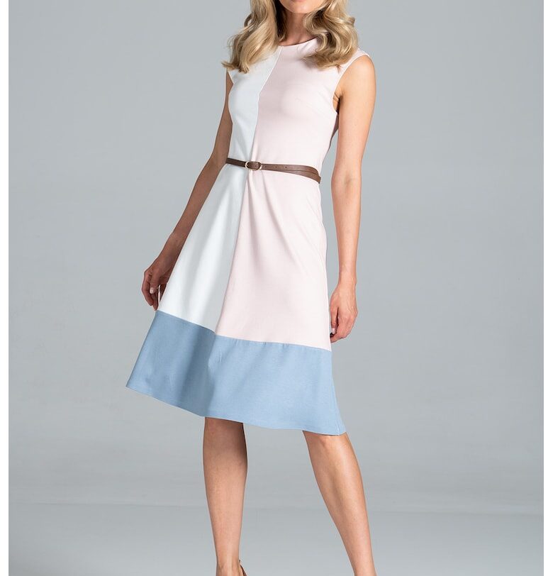 Рокля  M815 миди - без ръкави - със страничен цип - изработена от вискоза - полиестер и еластан Figl