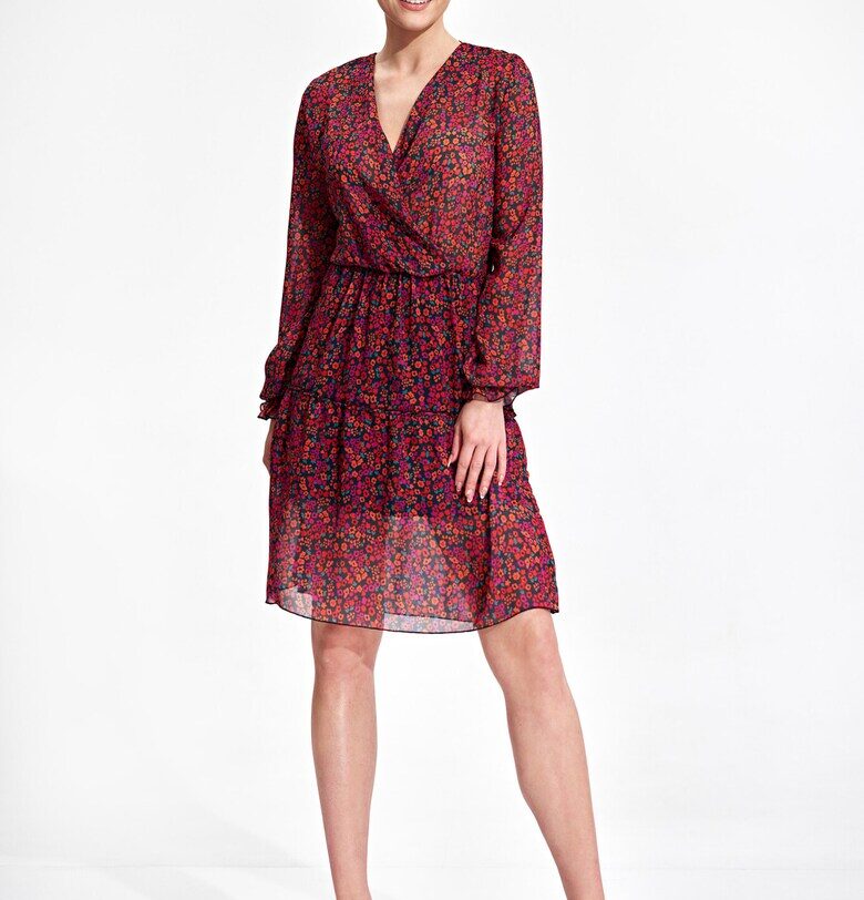 Рокля  M859 - дълъг ръкав - полиестер - многоцветна Figl