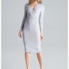 Рокля  Миди - Дълъг ръкав - 65% вискоза - 30% полиестер - 5% еластан - Сив Figl