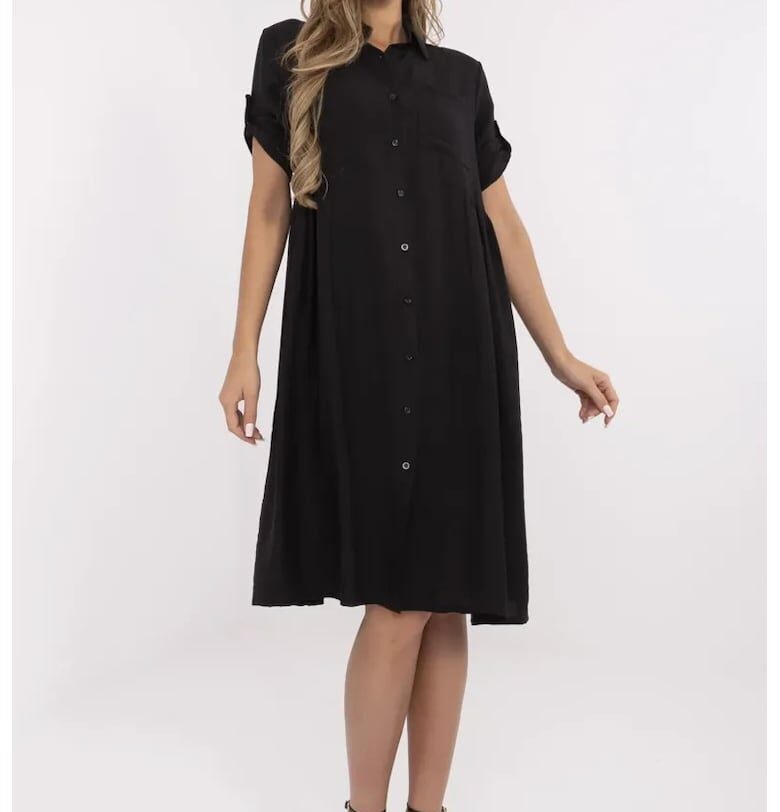 Рокля  вискоза - one size - миди - черна Italy Moda