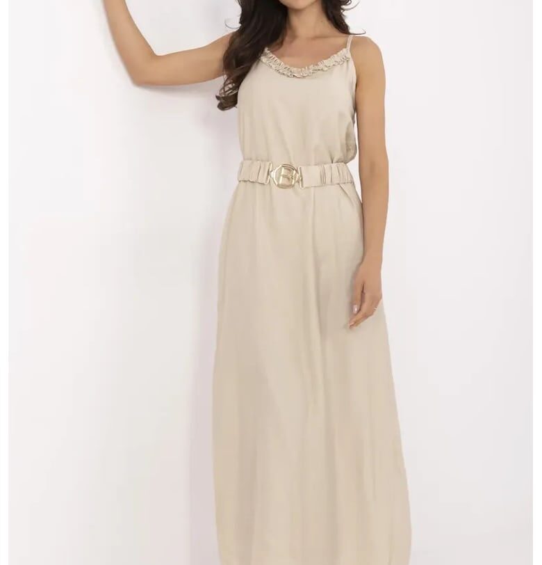 Рокля  вискоза - бежова - Един размер Italy Moda