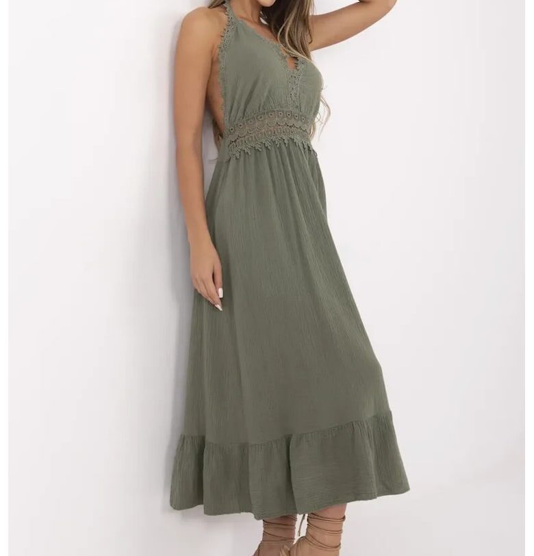 Рокля  вискоза/еластан - зелена - един размер Italy Moda