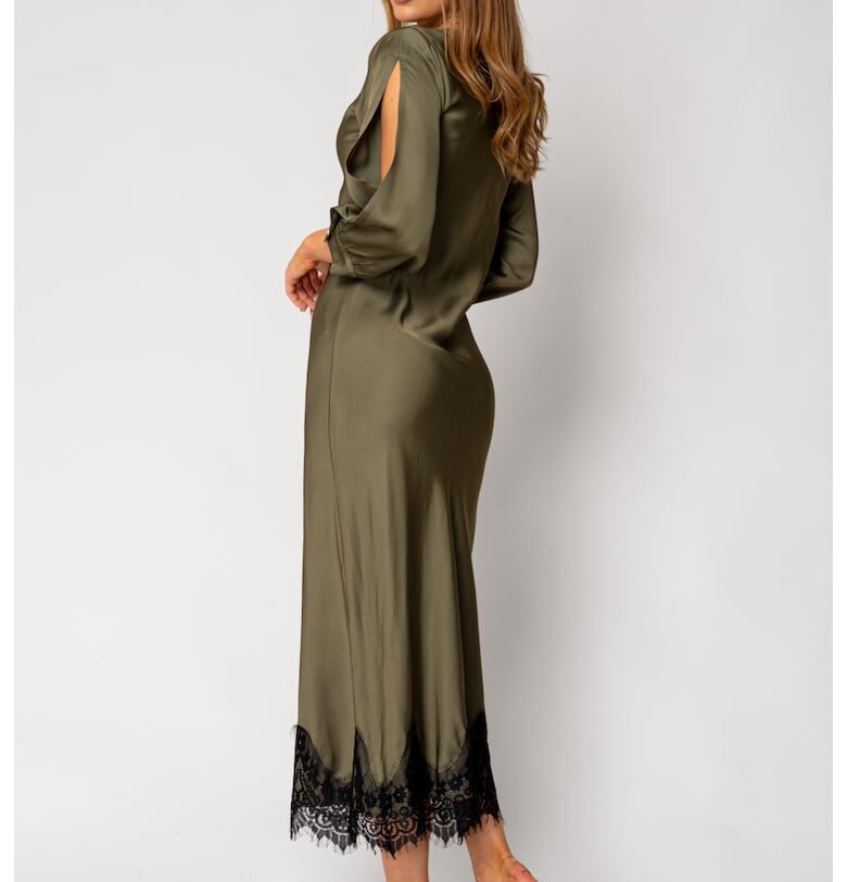 Рокля дълга с дантела Каки 18258 uFIT