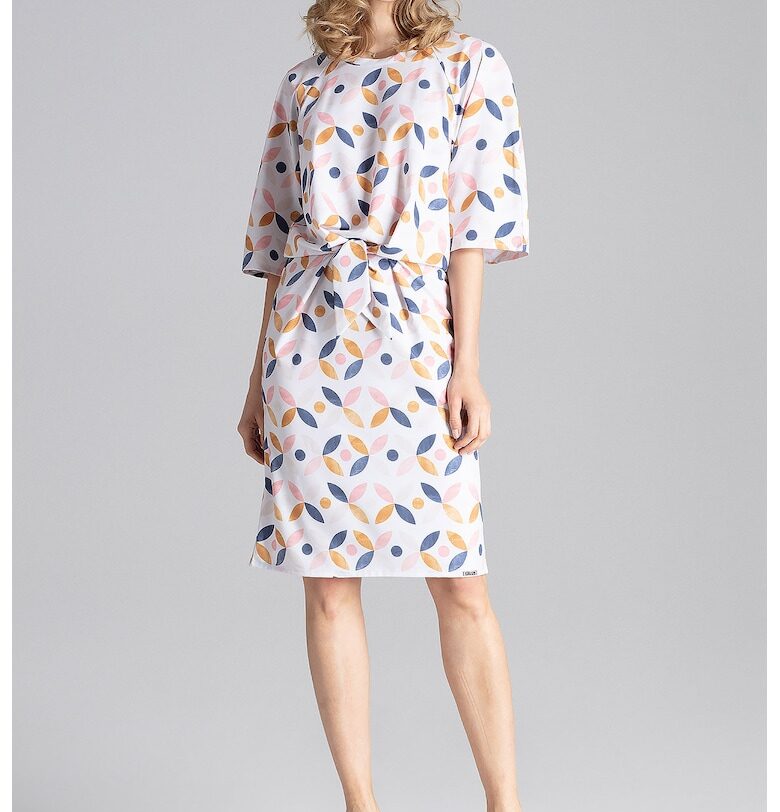 Рокля  елегантна - геометричен модел - полиестер - многоцветна - Figl