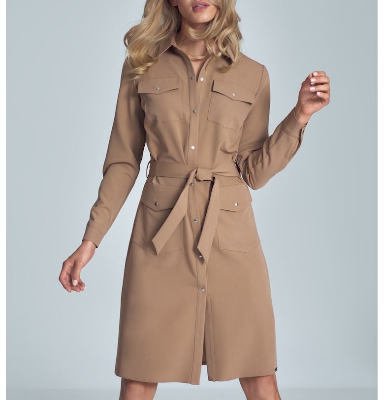 Рокля -  елегантна - кафява - полиестер Figl