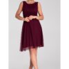Рокля  елегантна - нисък гръб - мрежеста материя - бордо - размер SM Figl