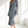 Рокля  елегантна - плетена - вискоза - сива - Един размер Figl