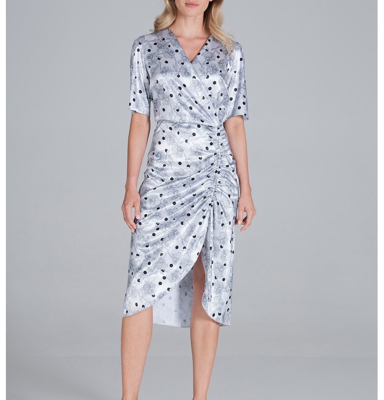 Рокля  елегантна - полиестер - с волани - сива - Figl