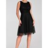 Рокля  елегантна - с нисък гръб - мрежеста материя - черна - SM Figl