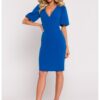 Рокля  изразено деколте и талия - син MOE