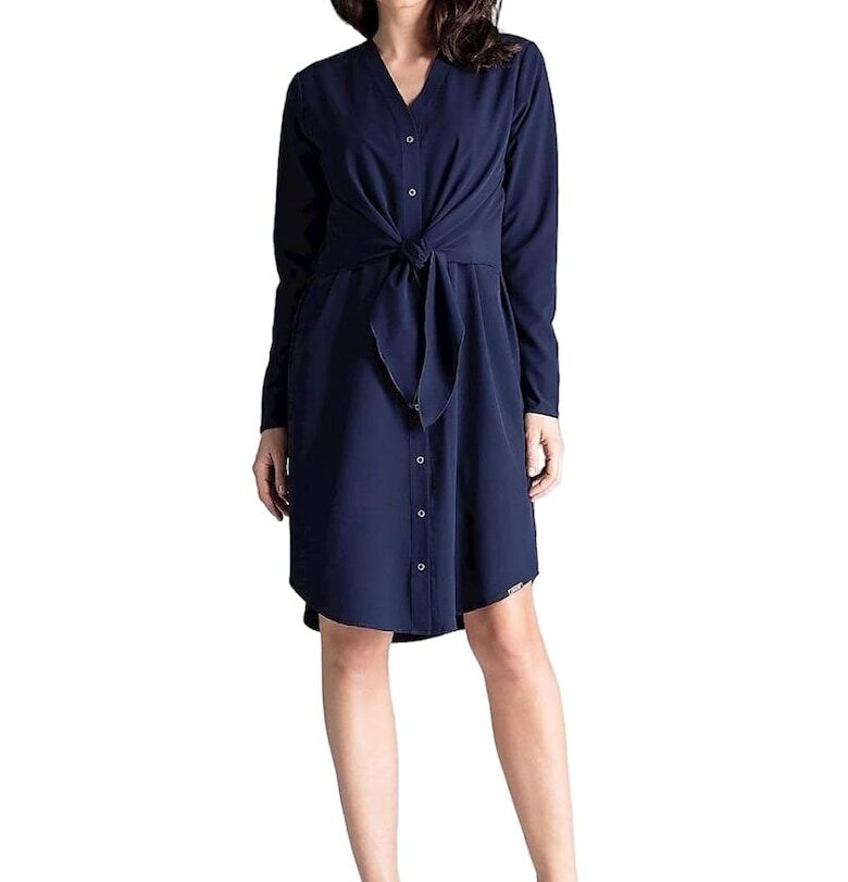 Рокля - ленитиф - полиестер/еластан - тъмносиня - дневна - Lenitif