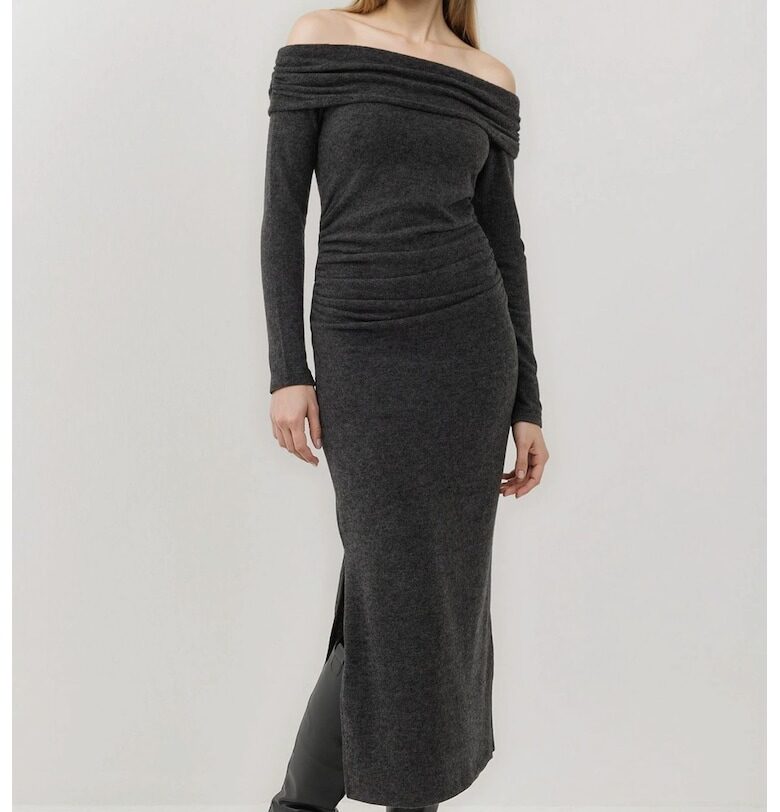 Рокля миди -  Тъмно сива - Жарсенощ - Жарсено трико HiCCUP