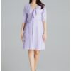 Рокля  модел L076 - V-образно деколте - къси ръкави - лилаво - 95% полиестер 5% еластан - Lenitif