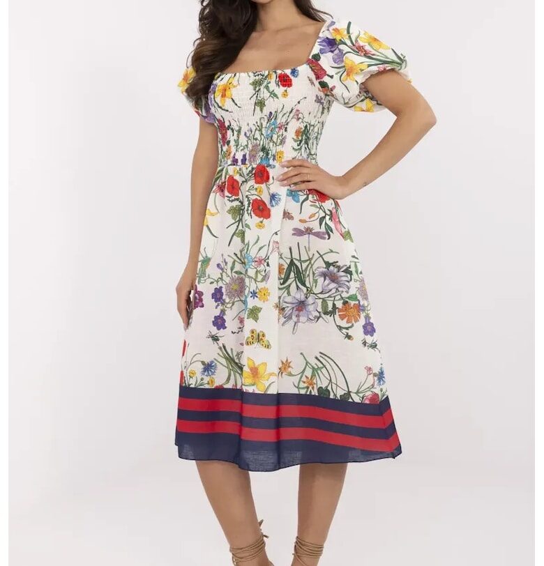 Рокля  модел Midi - екрю - Един размер Italy Moda