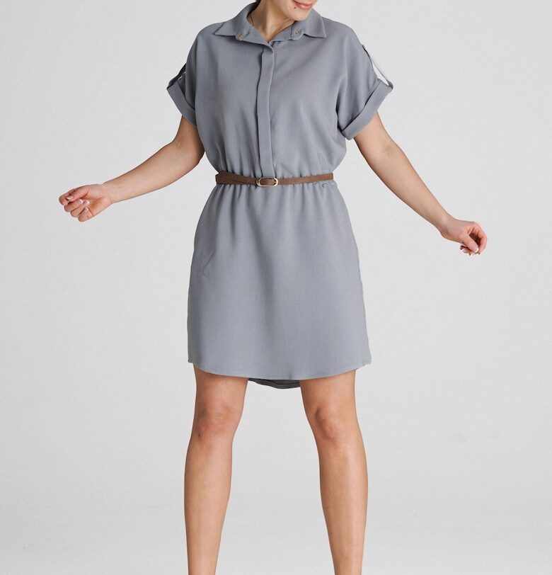 Рокля  модел М1001 - свободна - сива - вискоза Figl